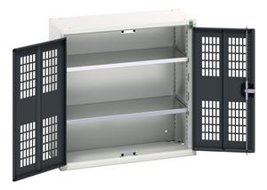 verso ventilated door cupboard with 2 shelves. WxDxH: 800x350x800mm. RAL 7035/5010 or selected Bott Verso Ventilated door Tool Cupboards Cupboard with shelves